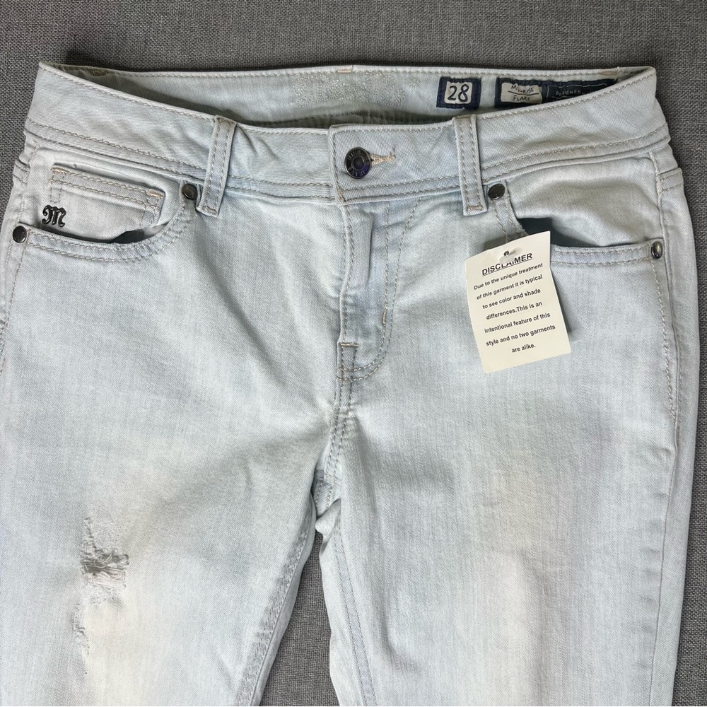Miss Me Jeans size 28 x 33 Light Wash Mid Rise Flare Jeans New distressed